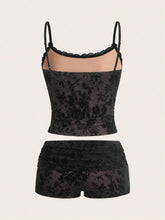 Black Lace Women's Camisole And Shorts Camisole Set